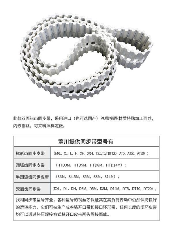 雙面齒<a href='http://m.hshcms.cn/' target='_blank'><u>PU同步帶</u></a>定制